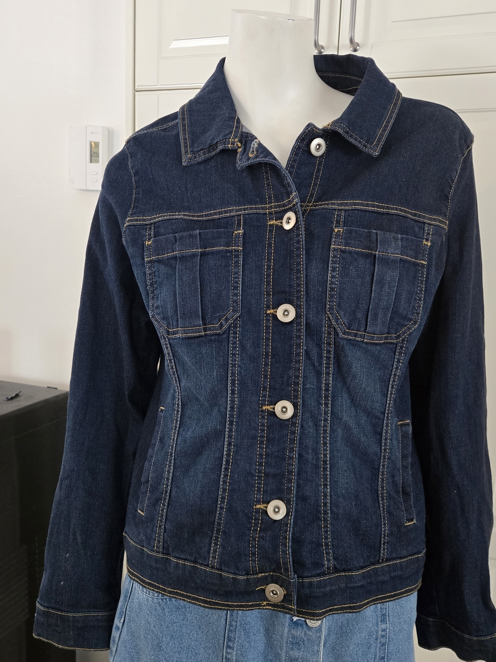 Classic Dark Blue Denim Jacket - Women's